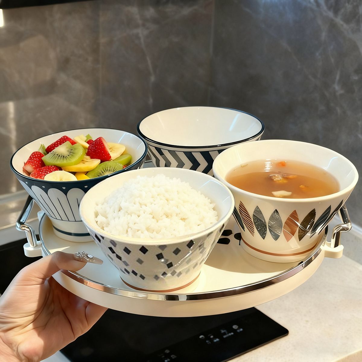 Meal Prep Microwave - 4/5 Pcs Japanese Minimalist Cone Bowls