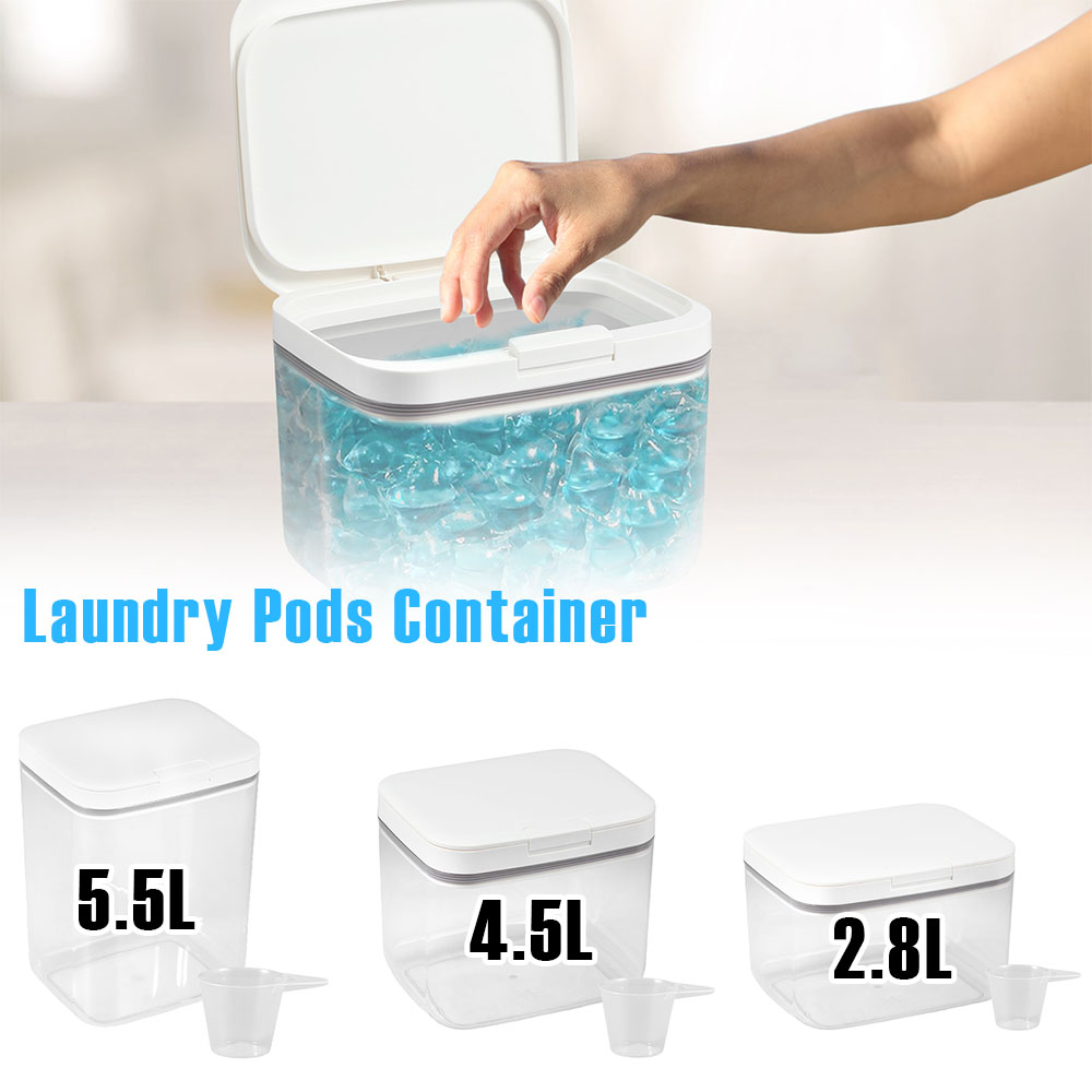 Meal Prep Jar - Laundry Pods Container 2.8L/4.5L/5.5L Clear Storage