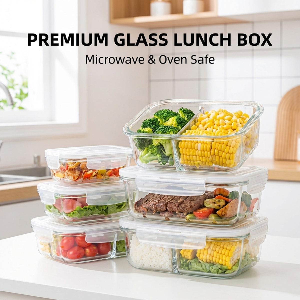 Meal Prep Healthy Lunch - High Borosilicate Glass Lunch Box Airtight