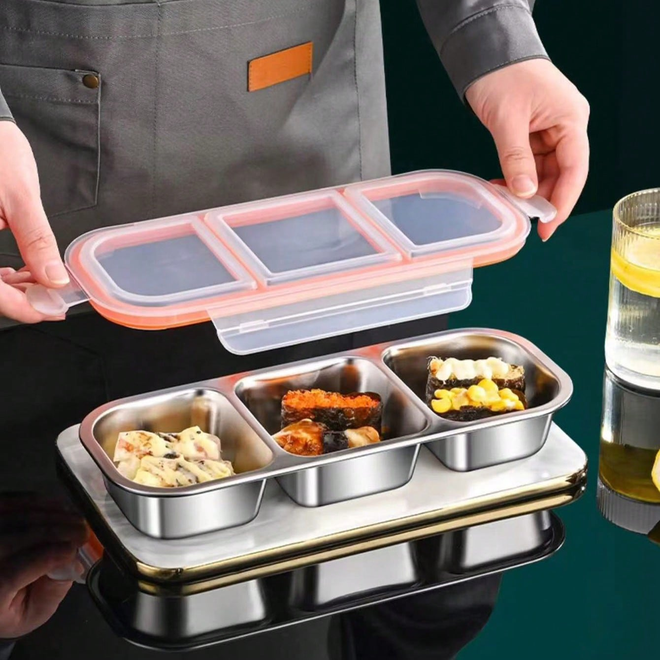 Meal Prep Microwave - Stainless Steel Light Food Mini Compartment