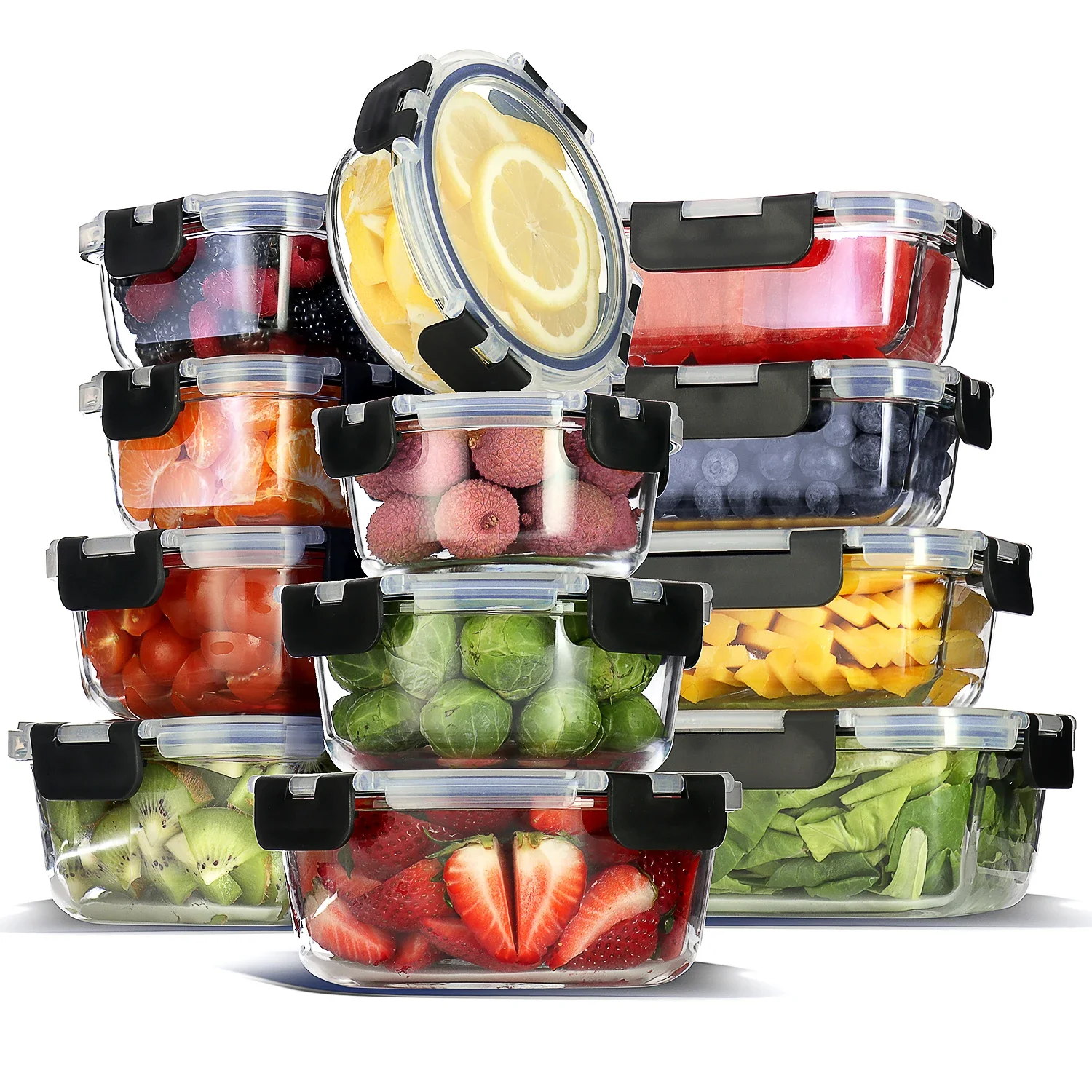 Meal Prep Microwave - Glass Food Storage Containers with Lids,