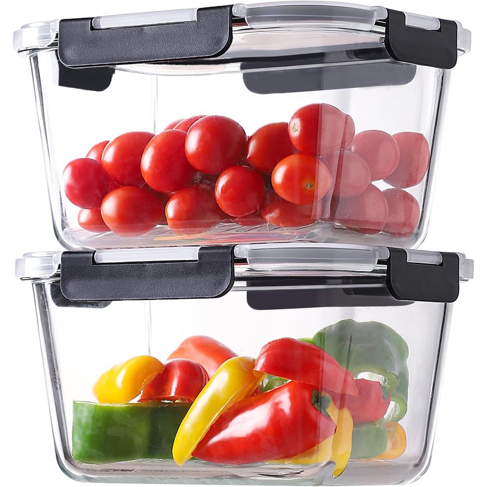 Meal Prep Microwave - 4-Piece 63oz Glass Food Storage Containers