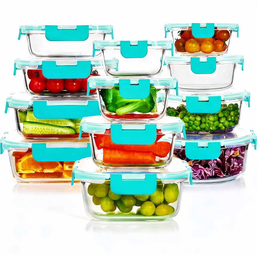 Meal Prep Kits - 12 Pieces Glass Food Storage Containers