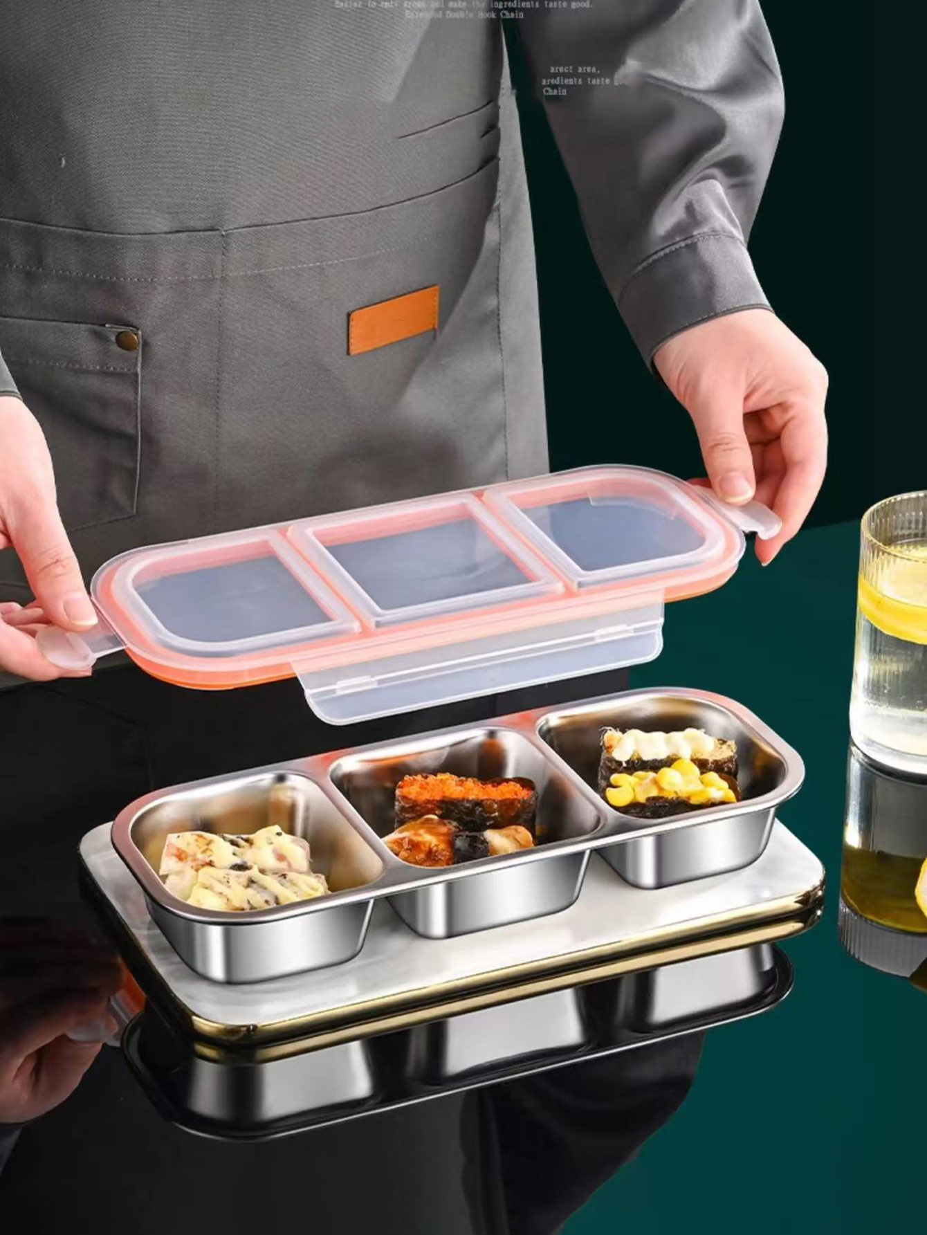 Meal Prep Microwave - 304 Stainless Steel Mini Compartment Lunch