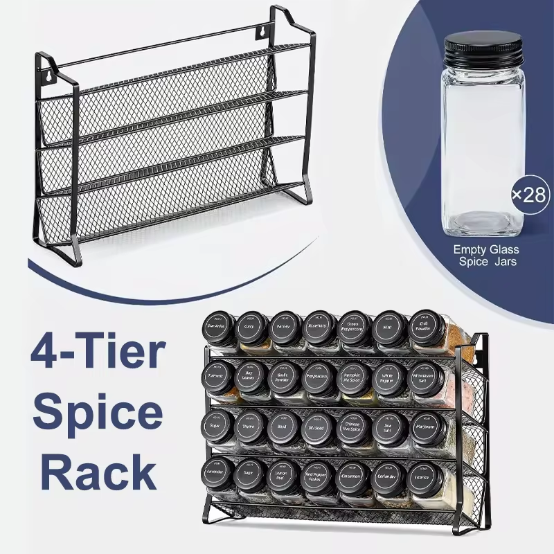 4 Tier Cupboard Storage Shelf  - đánh giá và giá Spice Jar Labels