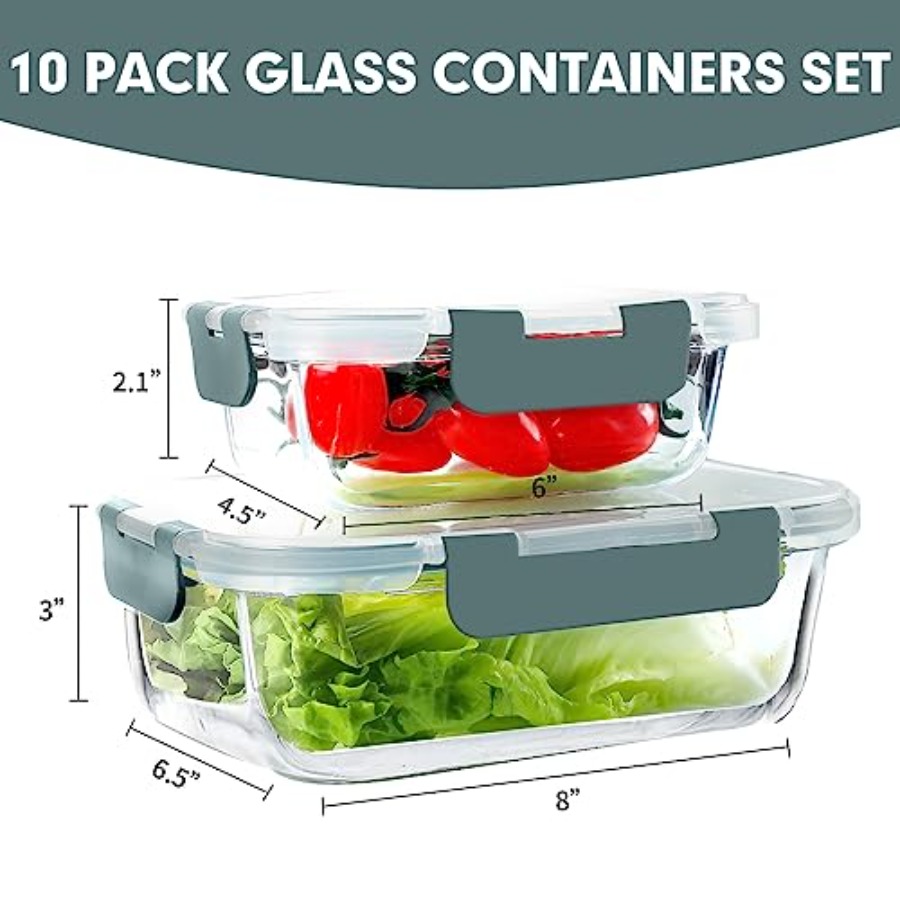 10 Pack Glass Meal Prep Contai - đánh giá và giá Meal Prep Kits