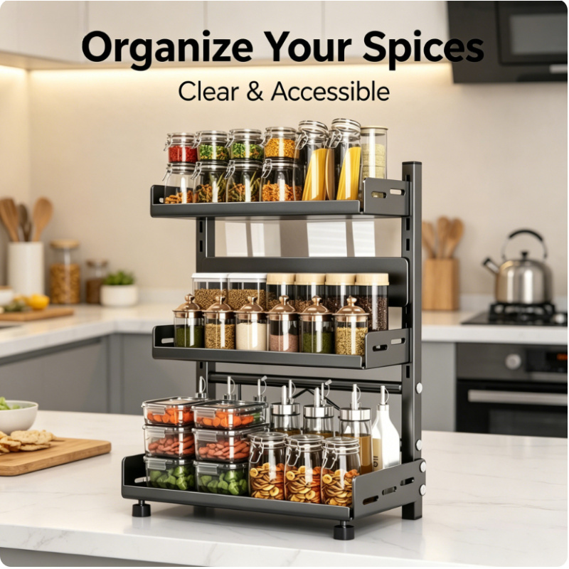 3 Tier Adjustable Metal Spice  - đánh giá và giá Spice Jar Labels