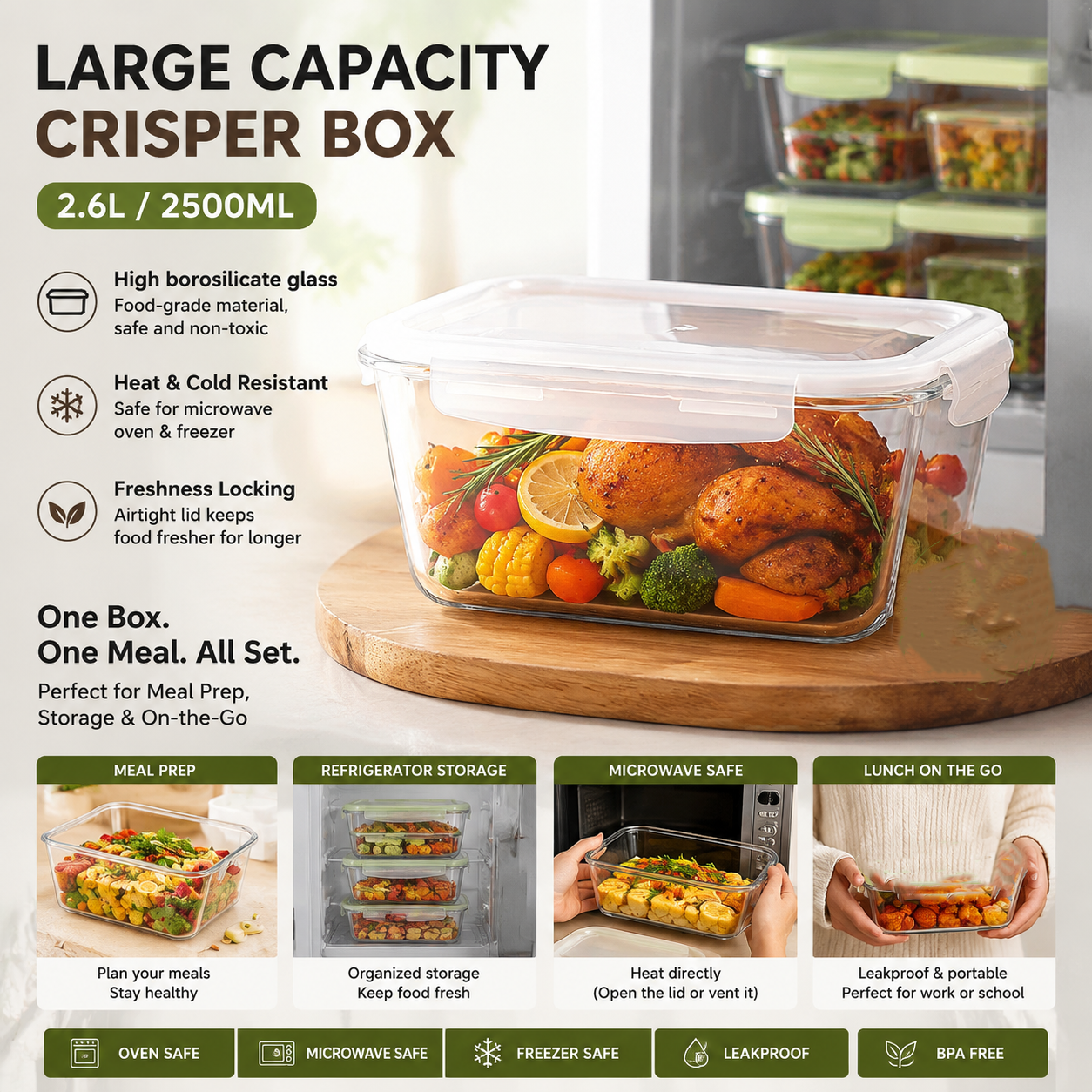 Large Capacity Glass Food Stor - đánh giá và giá Meal Prep Microwave