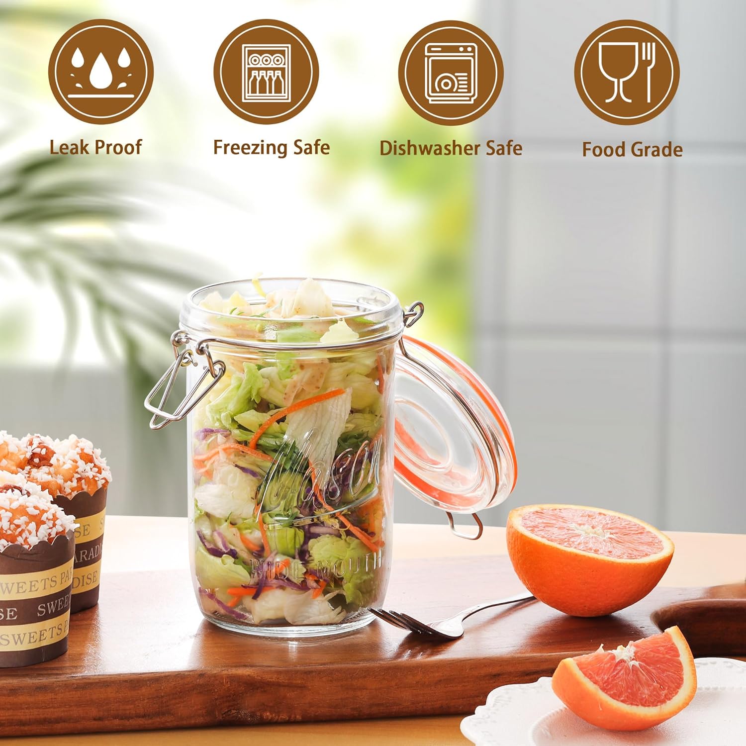24oz Wide Mouth    Jars – 6 Pa - đánh giá và giá Meal Prep Jar