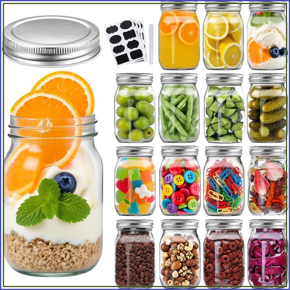 16 Pack 16oz Glass Mason Jars  - đánh giá và giá Meal Prep Jar