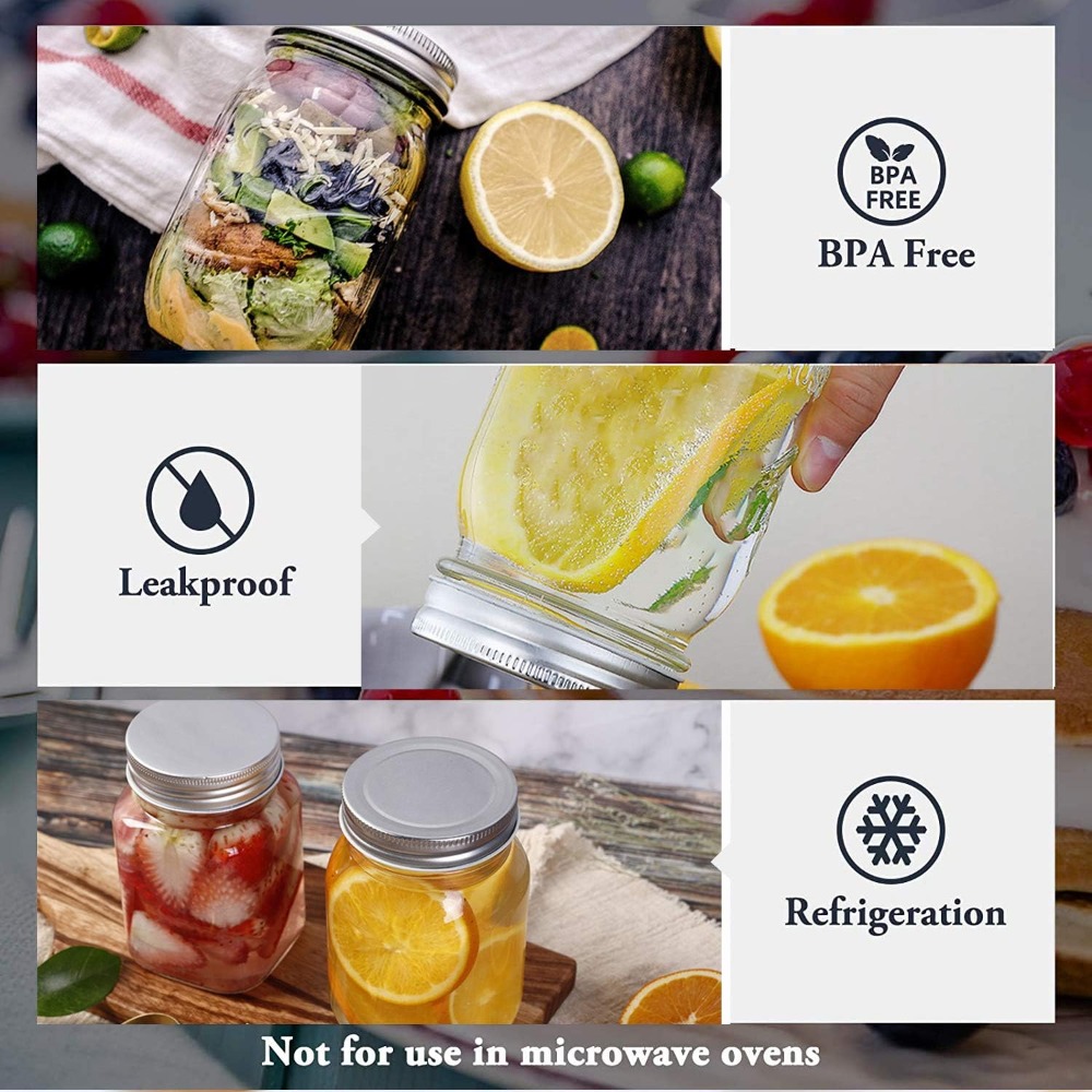 16 Pack 16oz Glass Mason Jars  - đánh giá và giá Meal Prep Jar