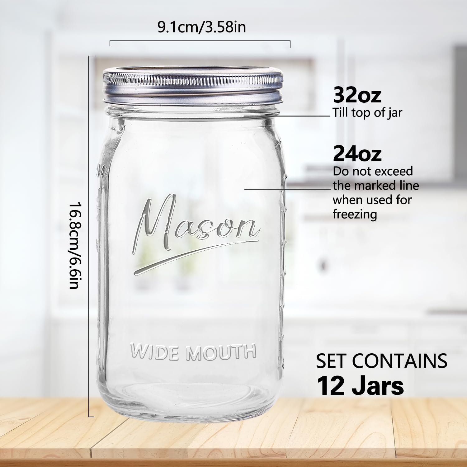 Jars 32 oz,12 Pack Quart Wide  - đánh giá và giá Meal Prep Jar