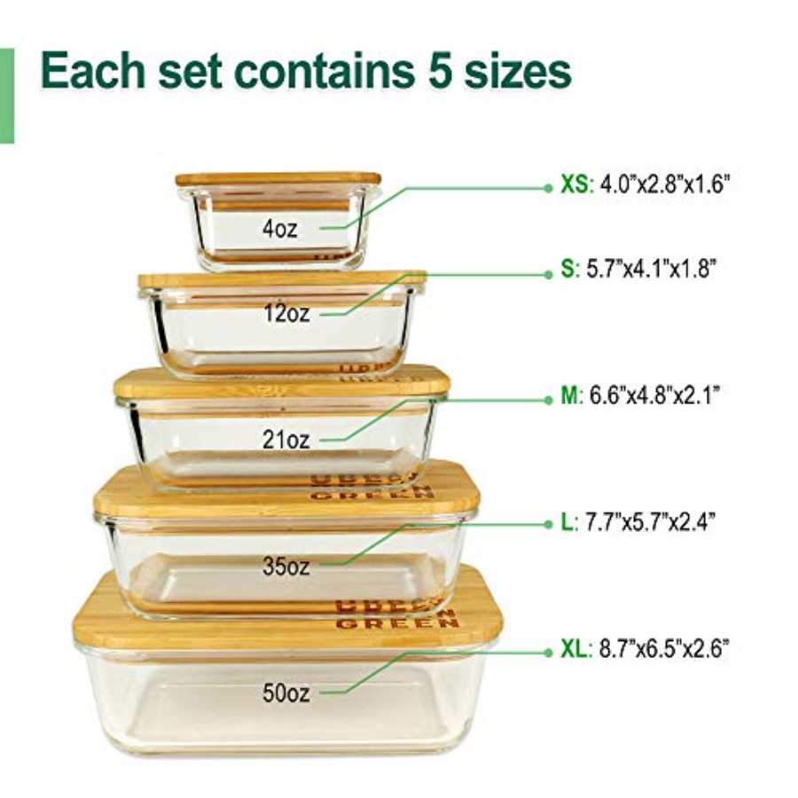 Glass Containers with Bamboo L - đánh giá và giá Meal Prep Microwave