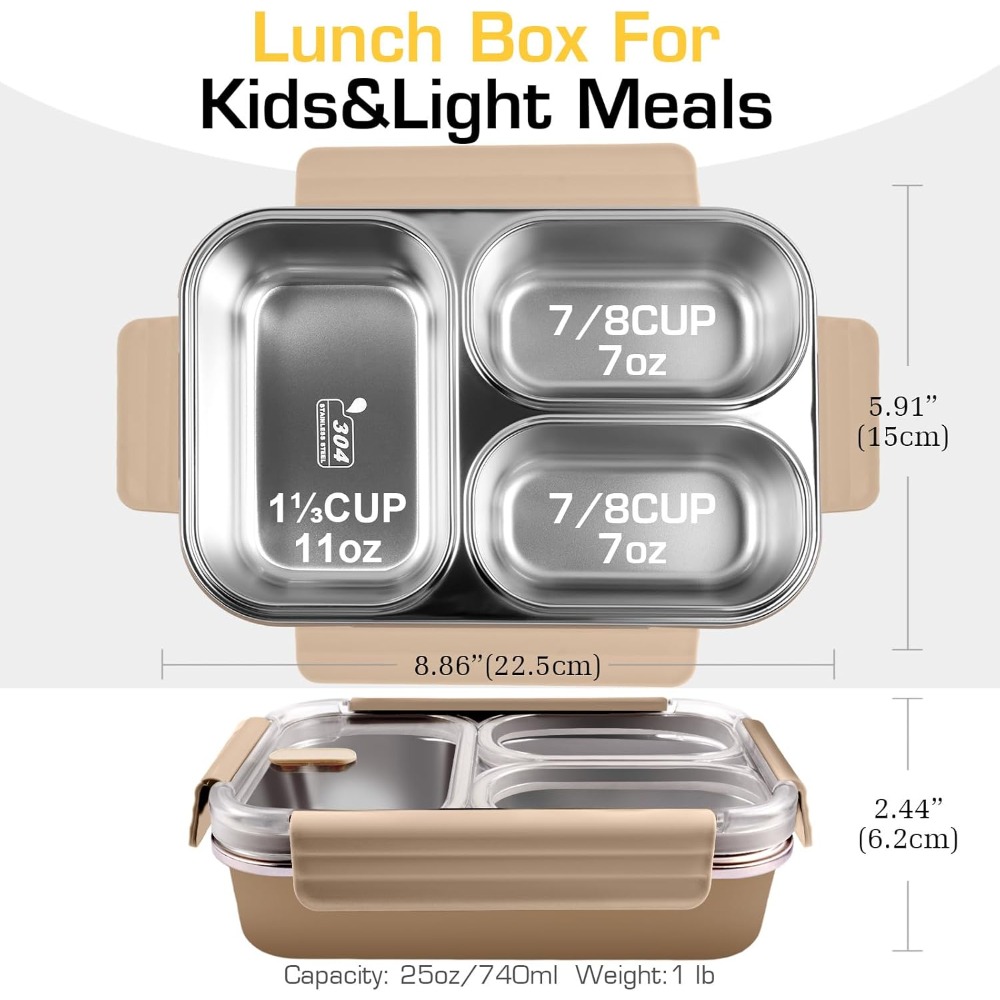 Stainless Steel Lunch Box, 3 C - đánh giá và giá Meal Prep Healthy Lunch