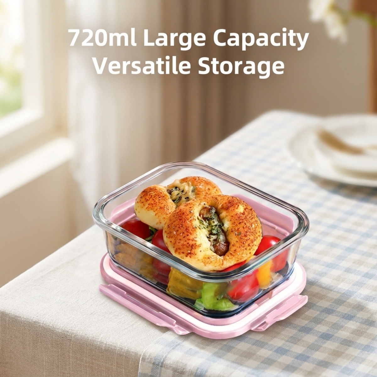 Pink Glass Lunch Box–3 Compart - đánh giá và giá Meal Prep Kits