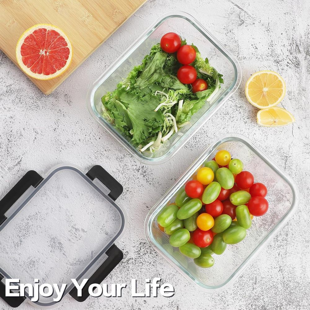 4-Piece 63oz Glass Food Storag - đánh giá và giá Meal Prep Microwave