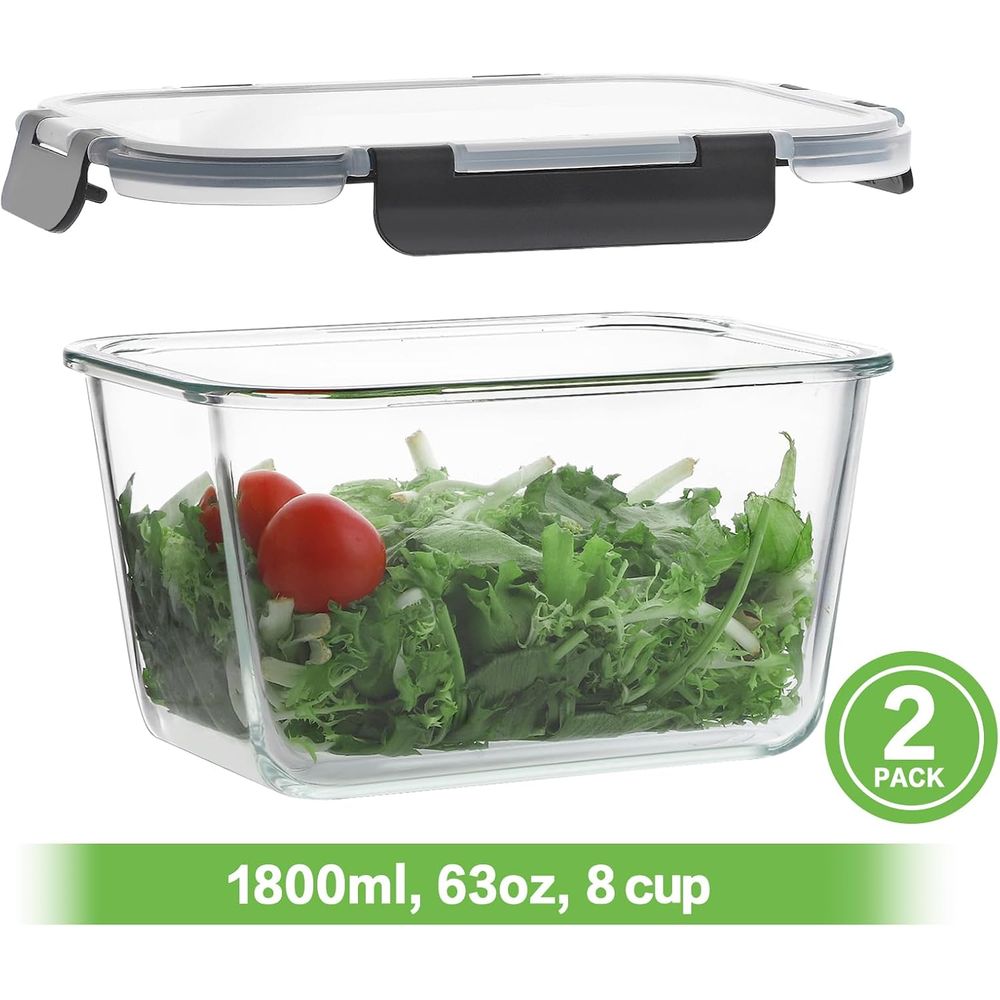 4-Piece 63oz Glass Food Storag - đánh giá và giá Meal Prep Microwave