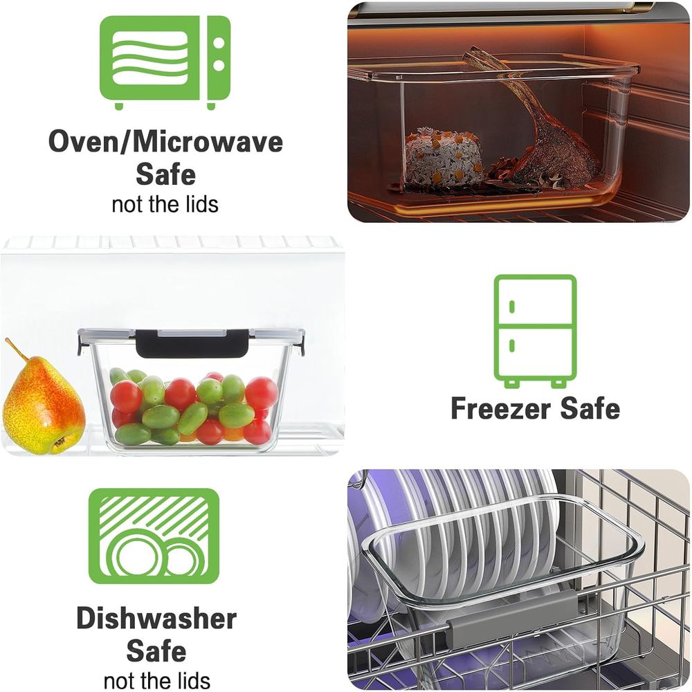 4-Piece 63oz Glass Food Storag - đánh giá và giá Meal Prep Microwave