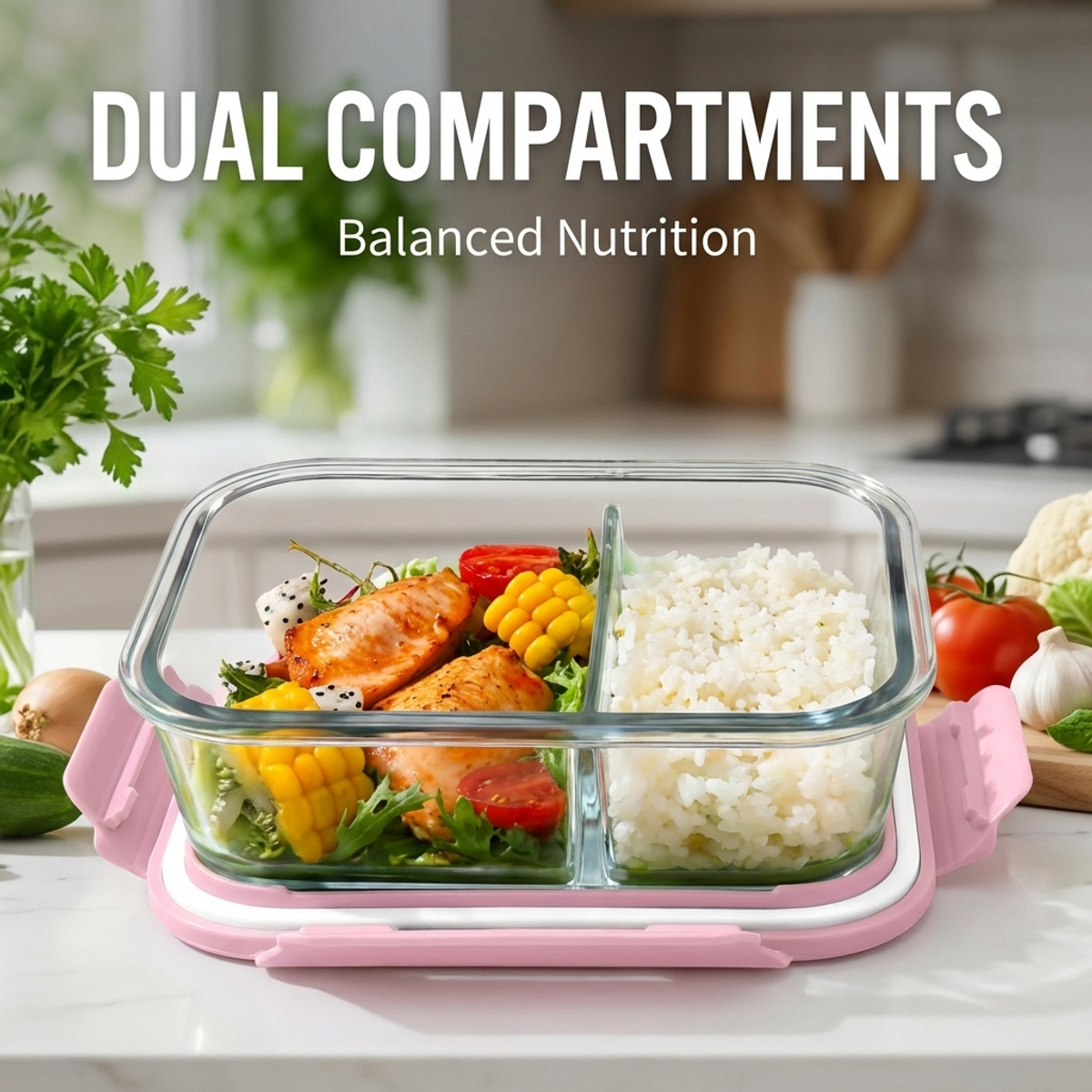 Portable Pink Glass Meal Prep  - đánh giá và giá Meal Prep Healthy Lunch