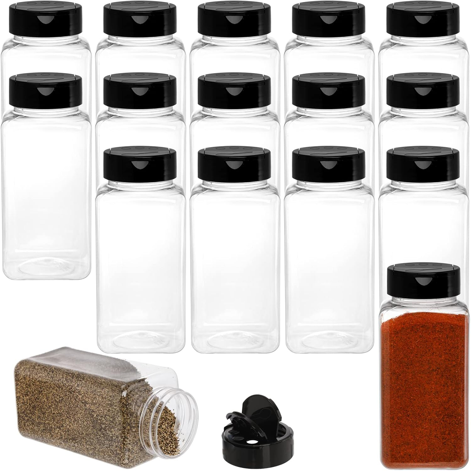 Square Large Plastic Spice Jar - đánh giá và giá Meal Prep Jar