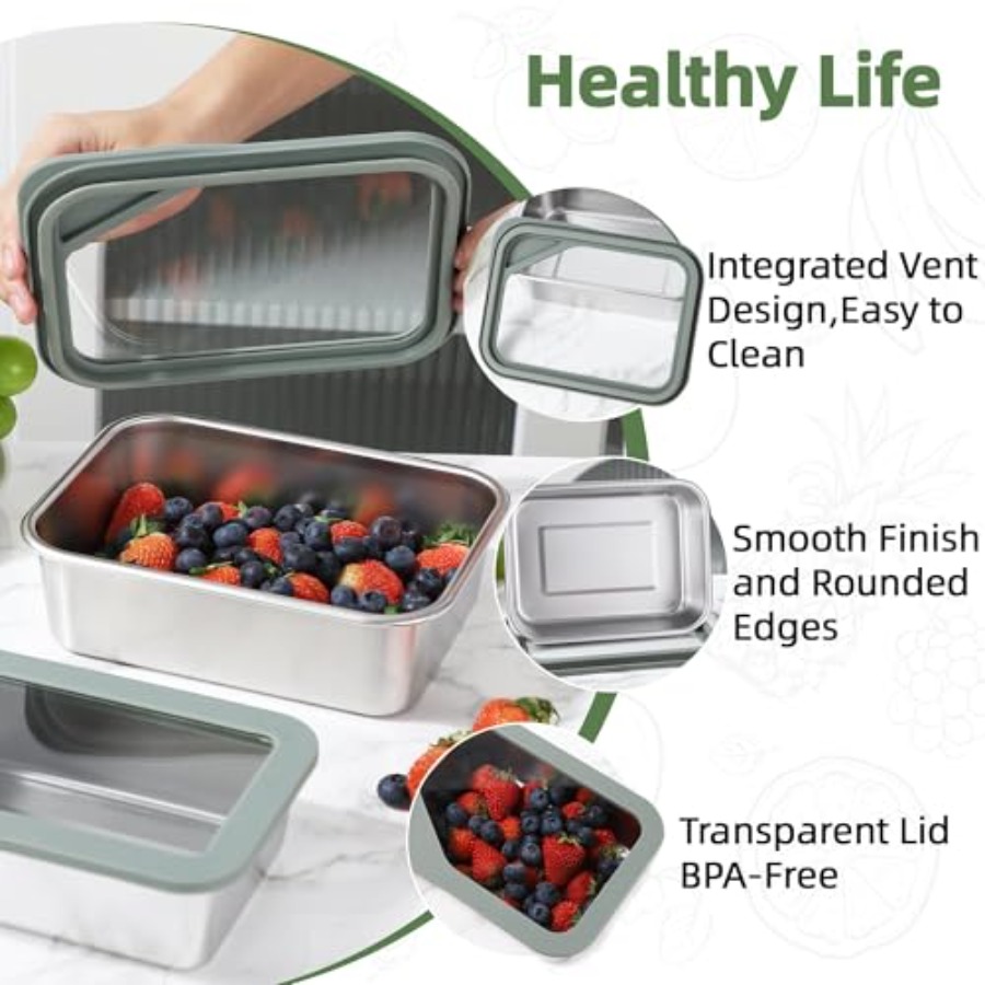 3PCS Stainless Steel Food Stor - đánh giá và giá Meal Prep Kits